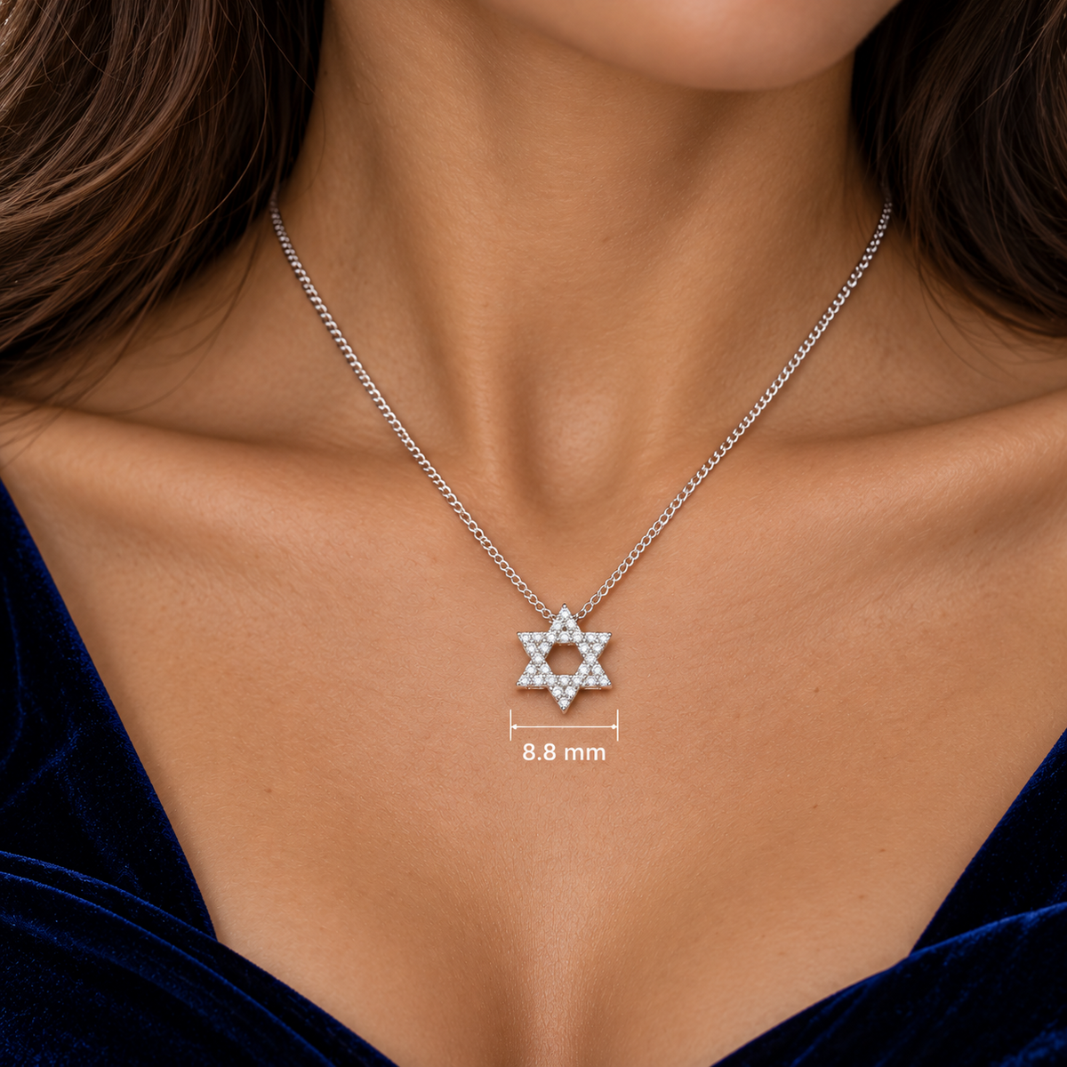 Star of David Diamond Pendant Necklace 18" Chain Real Diamonds