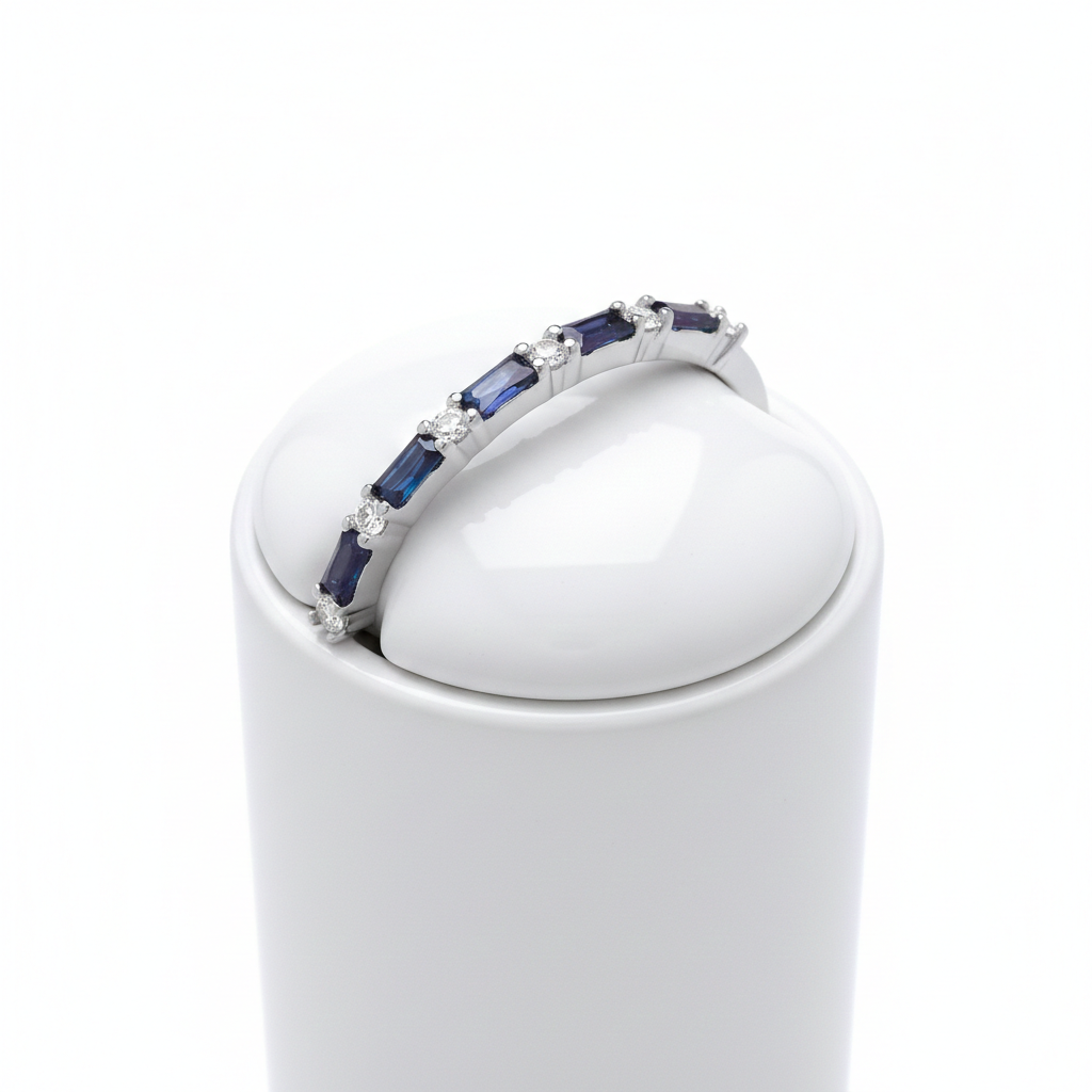Sterling Silver Tanzanite Baguette Eternity Ring Anniversary Band 925 Size K-S