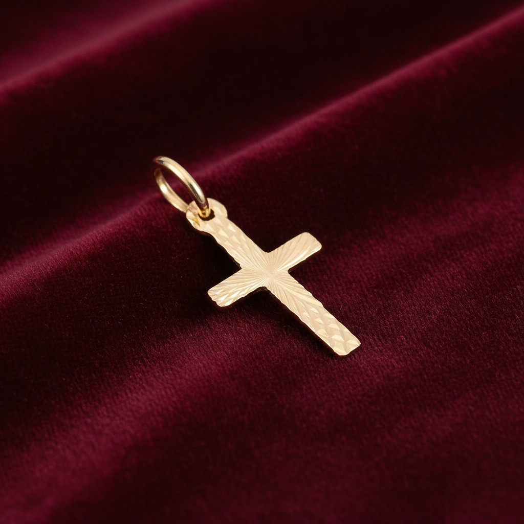 18ct Gold Cross Pendant on Solid Sterling Silver 925 Hallmark 27mm