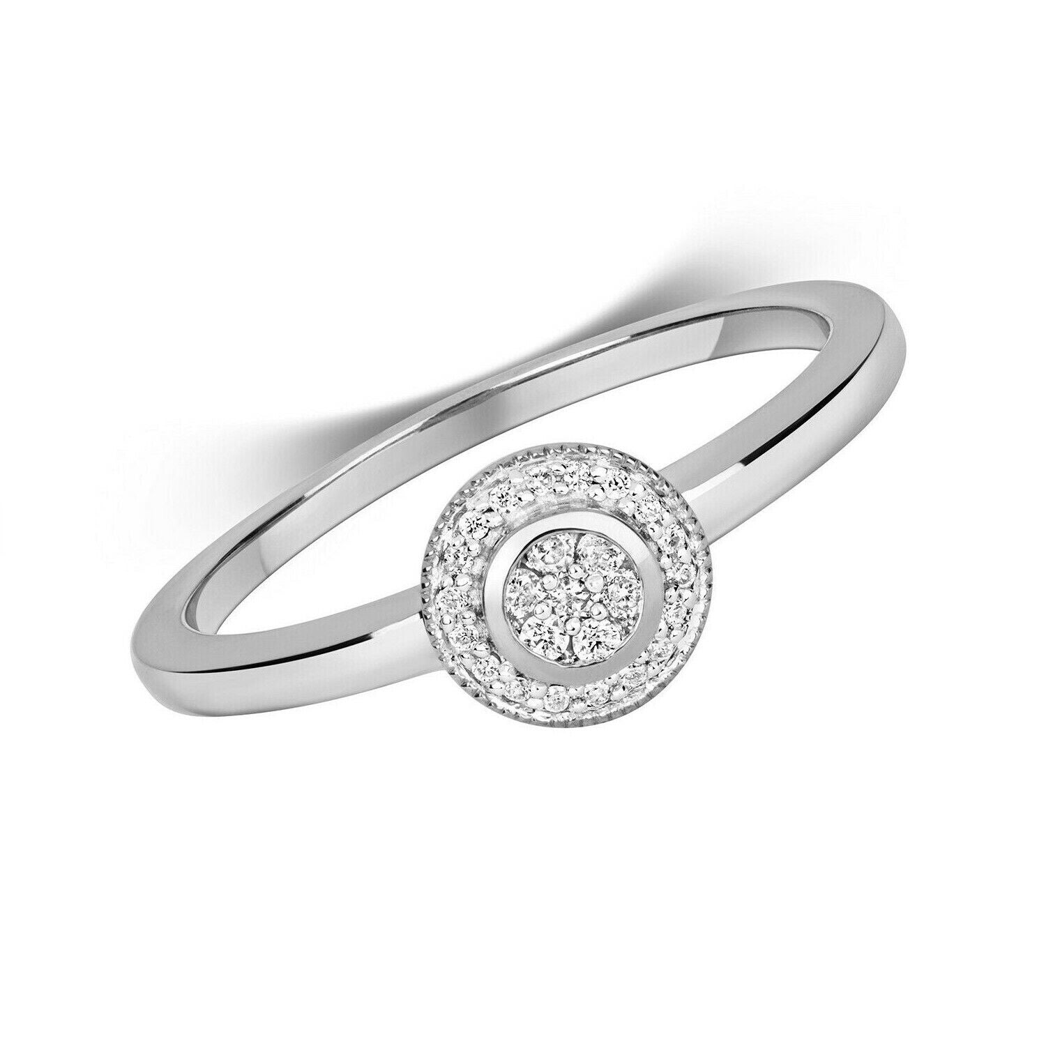 9ct White Gold Diamond Halo Ring Cluster Engagement