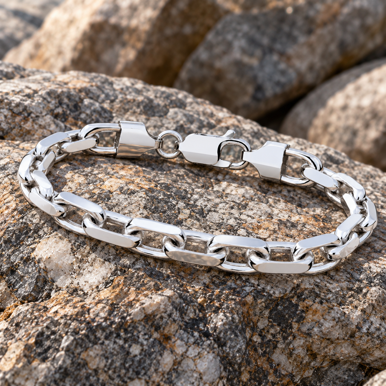 Men's Oval Belcher Chain Bracelet Solid Silver Hallmarked 5.5mm Wide 8" 20cm