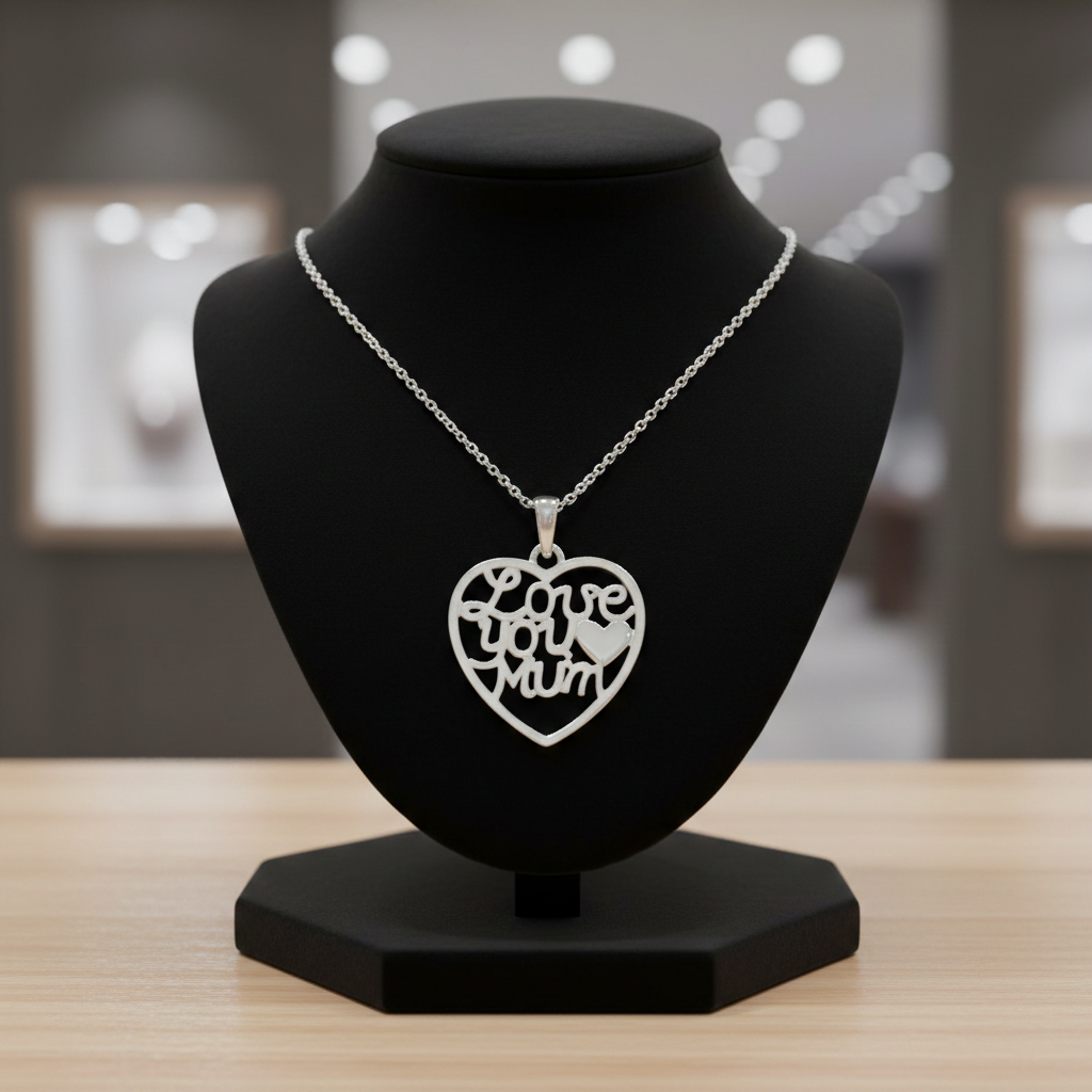 Love You Mum Pendant Solid Sterling Silver 925 Hallmark 18" Chain Mothers Day