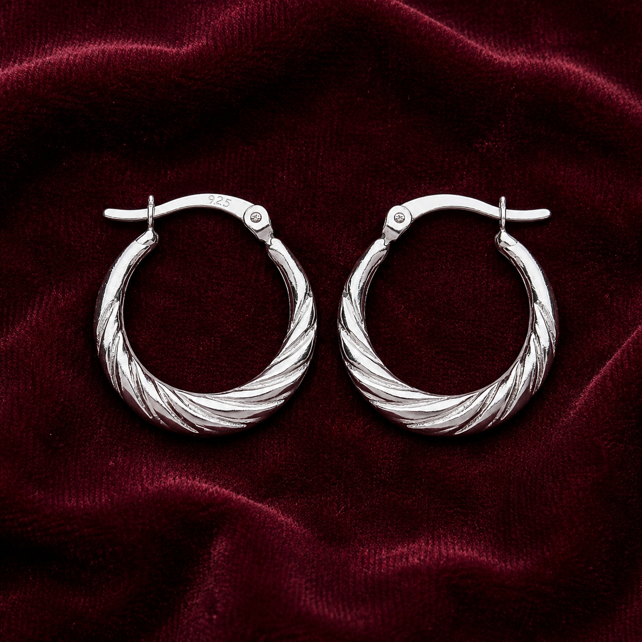 Sterling Silver Creole Hoop Earrings 925 Hallmark 20mm Diameter