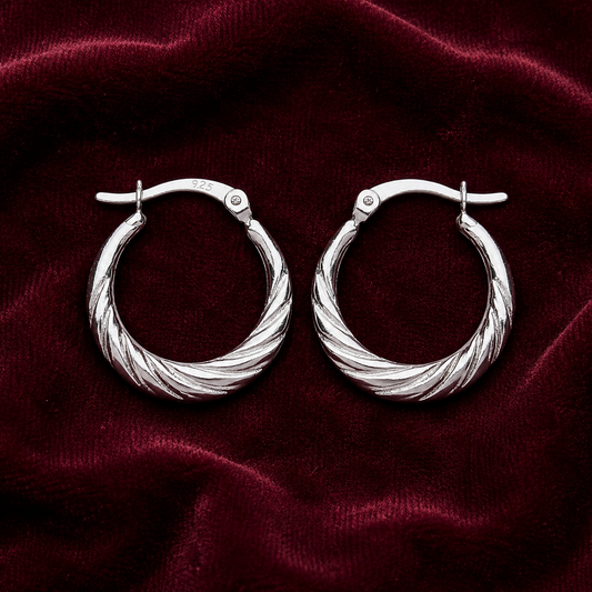 Sterling Silver Creole Hoop Earrings 925 Hallmark 20mm Diameter