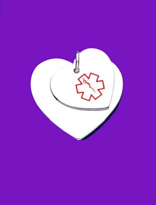Medical Alert Heart Pendant Sterling Silver 925 Hallmark All Chain Lengths 