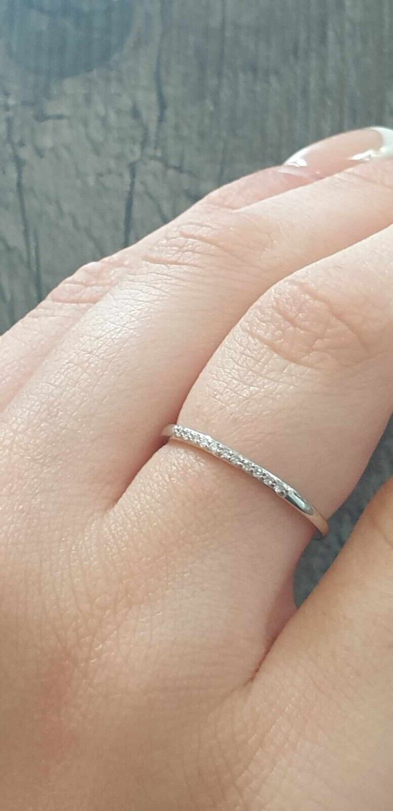 Diamond Eternity Ring Solid 9ct White Gold Slim  Band Real Diamonds