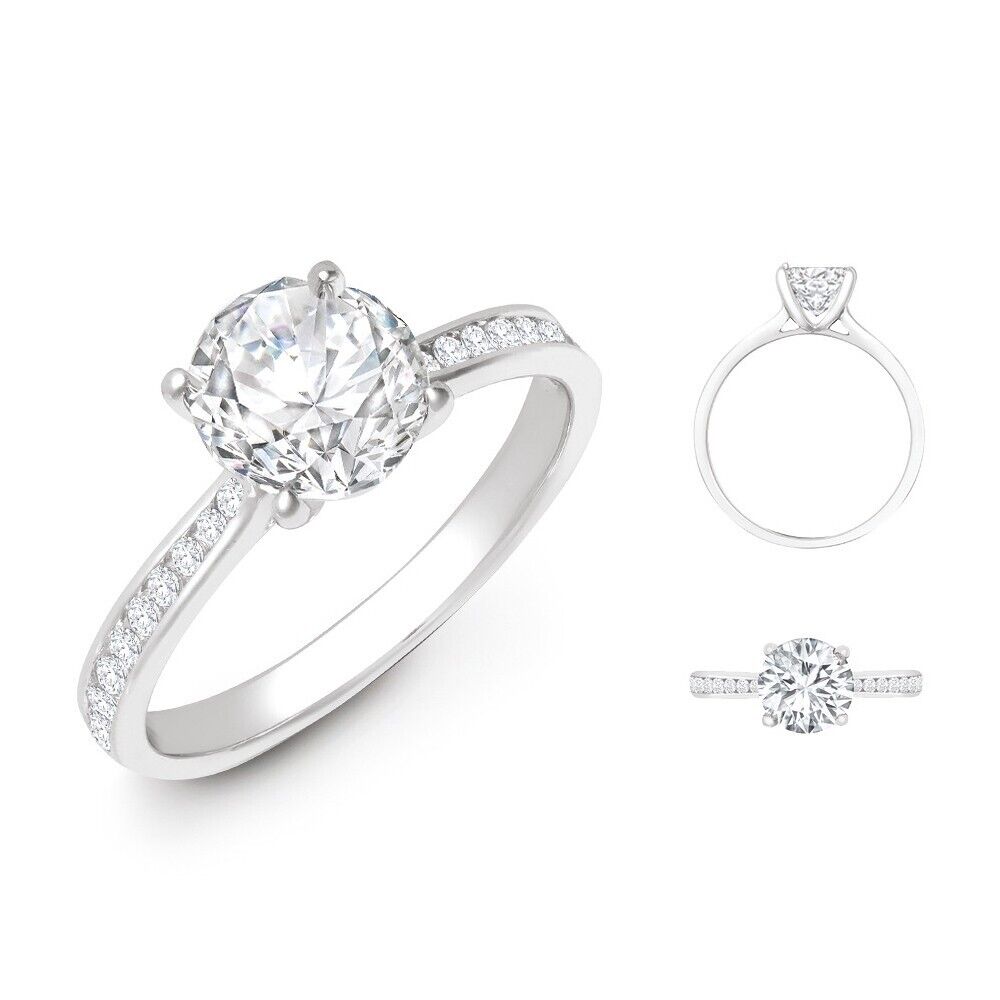 Lab Created Diamond Solitaire Ring 18ct White Gold 1.18ctw D Colour VS Clarity