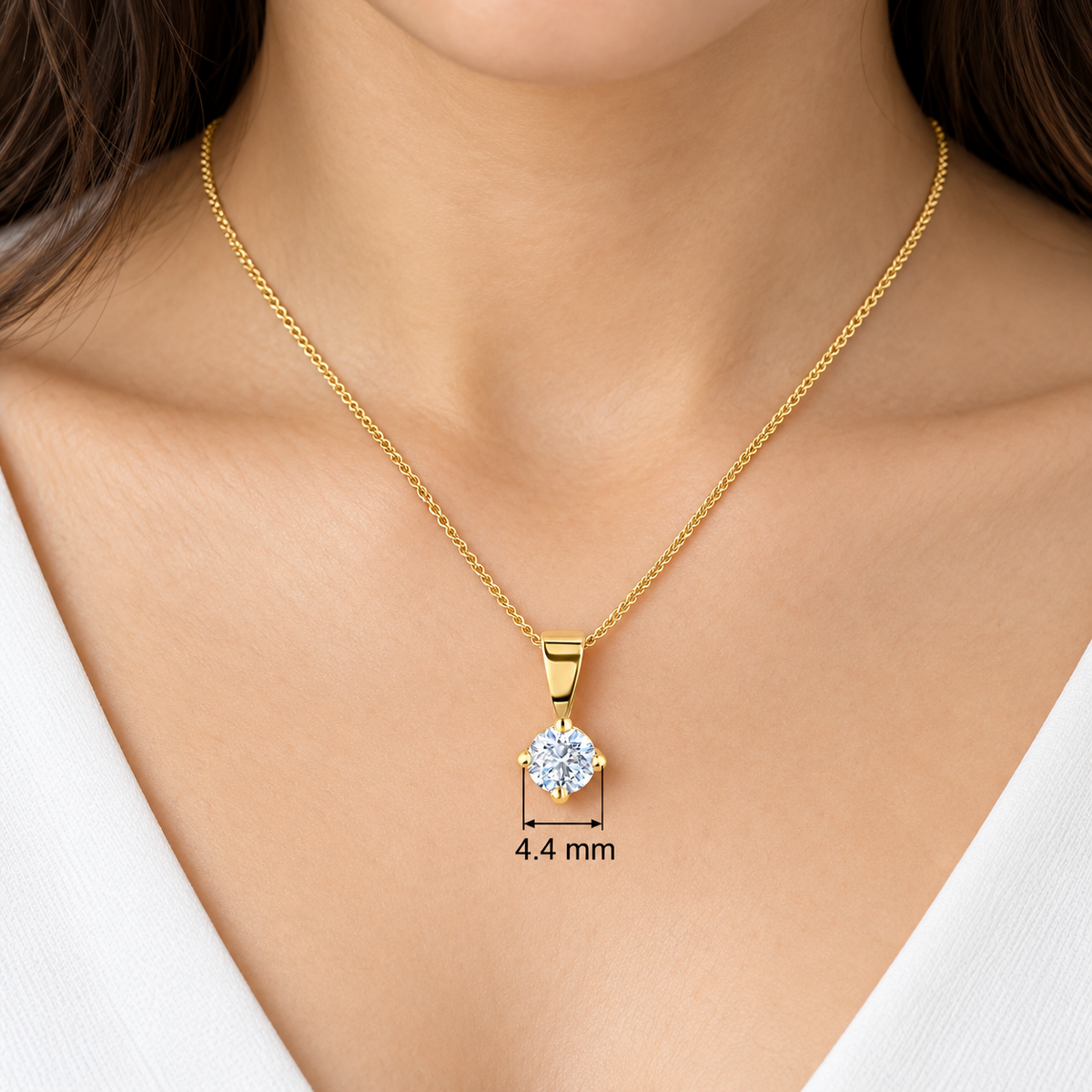 Genuine Diamond Solitaire Pendant 18ct Yellow Gold 18" 45cm Chain 0.35ctw
