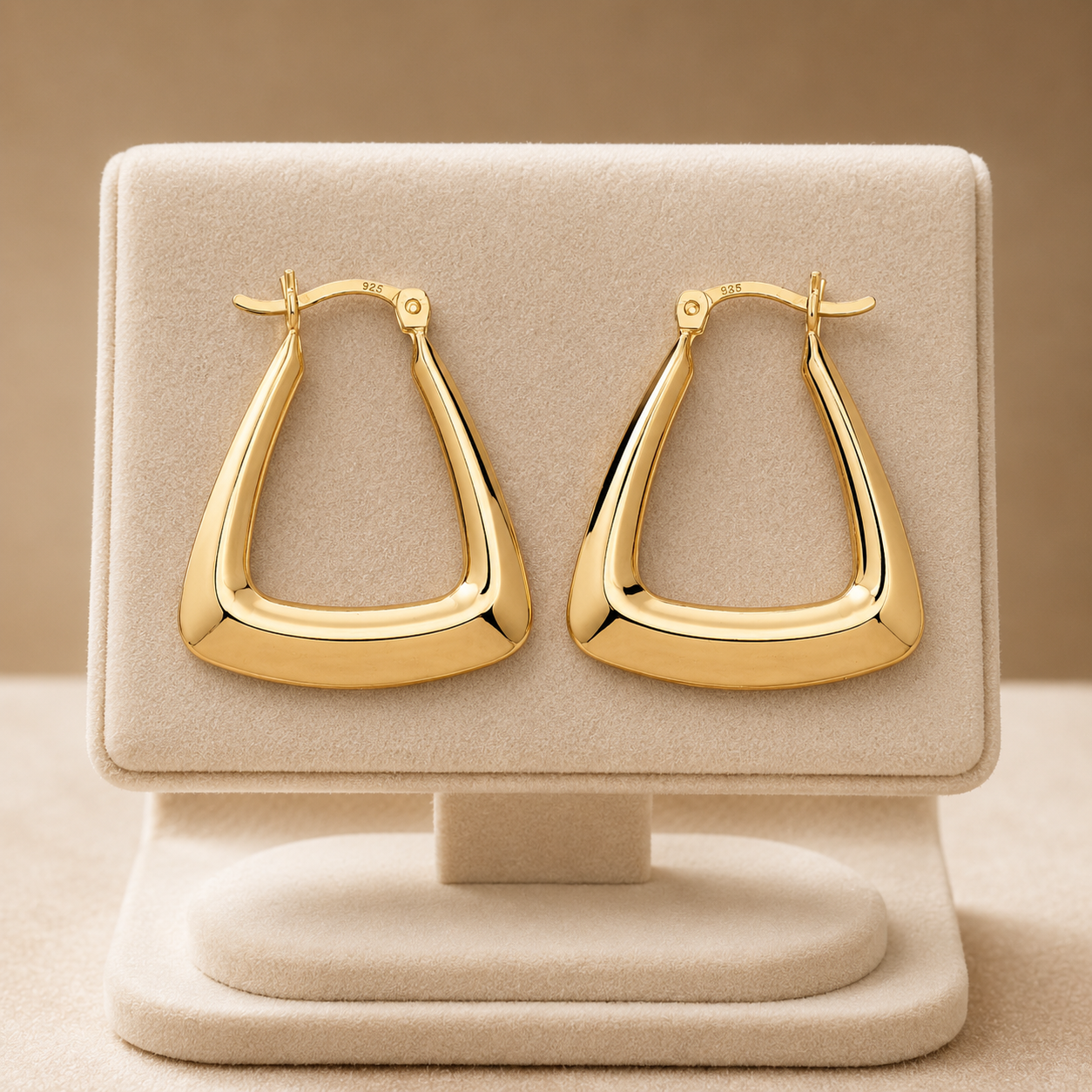 Handbag Creole Hoop Earrings 18ct Gold on 925 Sterling Silver 28mm