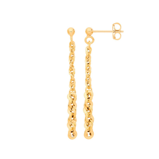 Graduated Rope Chain Drop Earrings Hallmarked 37mm