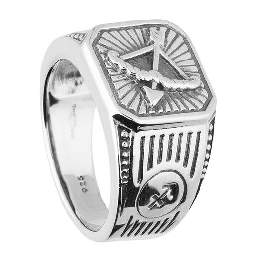 Sagitarius Zodiac Ring Men's Solid Sterling Silver Ring British Made
