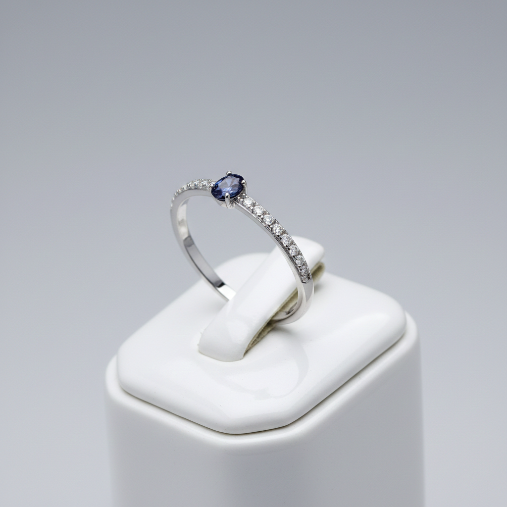 Sapphire Oval Solitaire Ring Solid Sterling Silver 925 Hallmark Sizes K - S