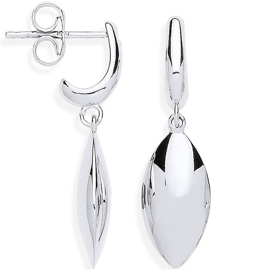 White Gold Marquise Drop Earrings 9ct Hallmarked 28 x 7.7mm