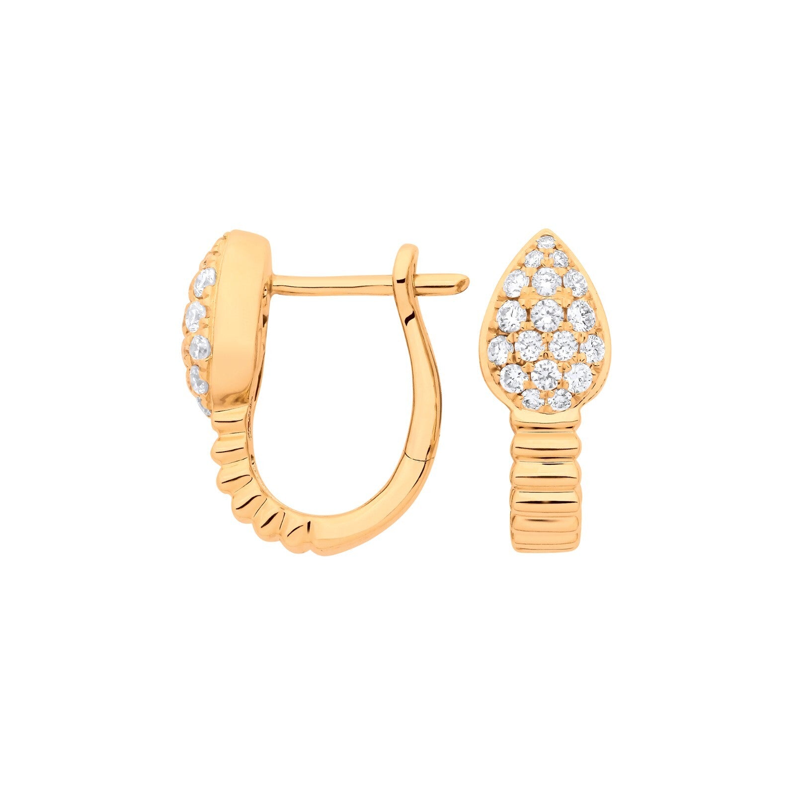 9ct Yellow Gold Diamond Serpent Snake Hoop Earrings 0.50ctw