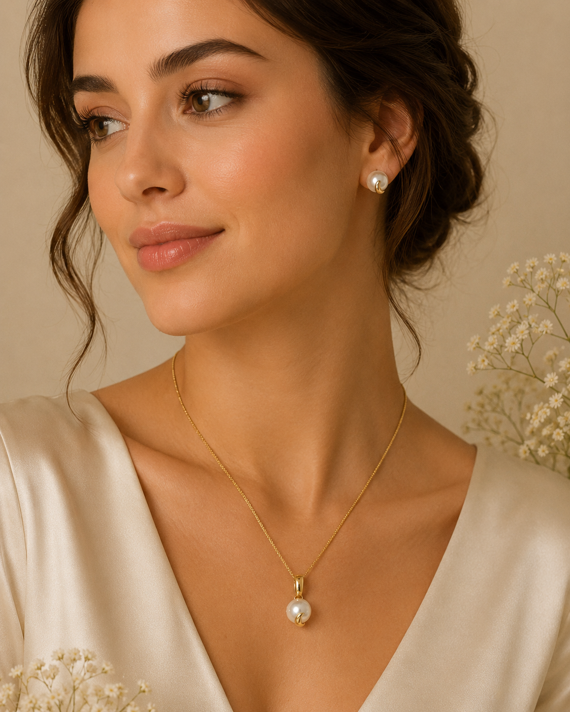 Elegant Freshwater Pearl Jewellery Set with Pendant Necklace and Stud Earrings