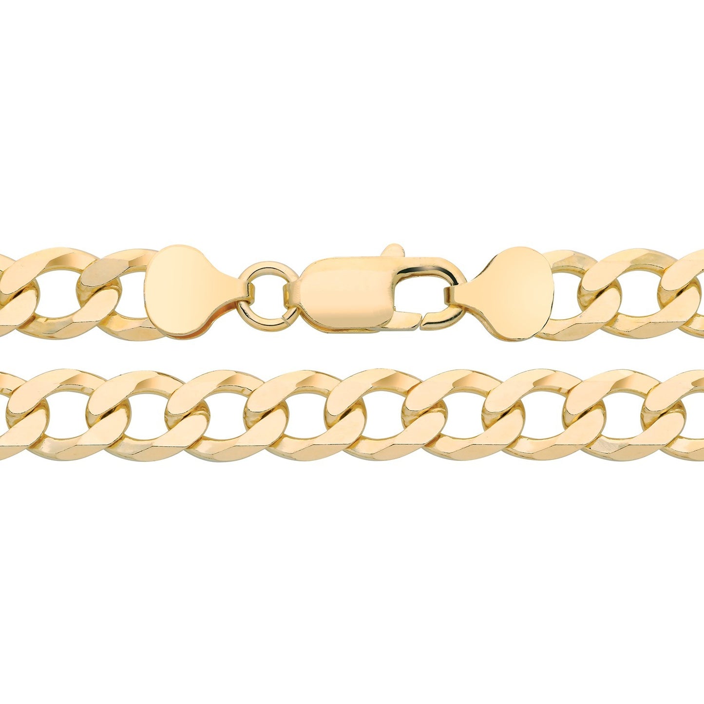 18ct Gold Flat Curb Chain on Solid Silver Full Hallmark 8mm wide 24" 39 grams