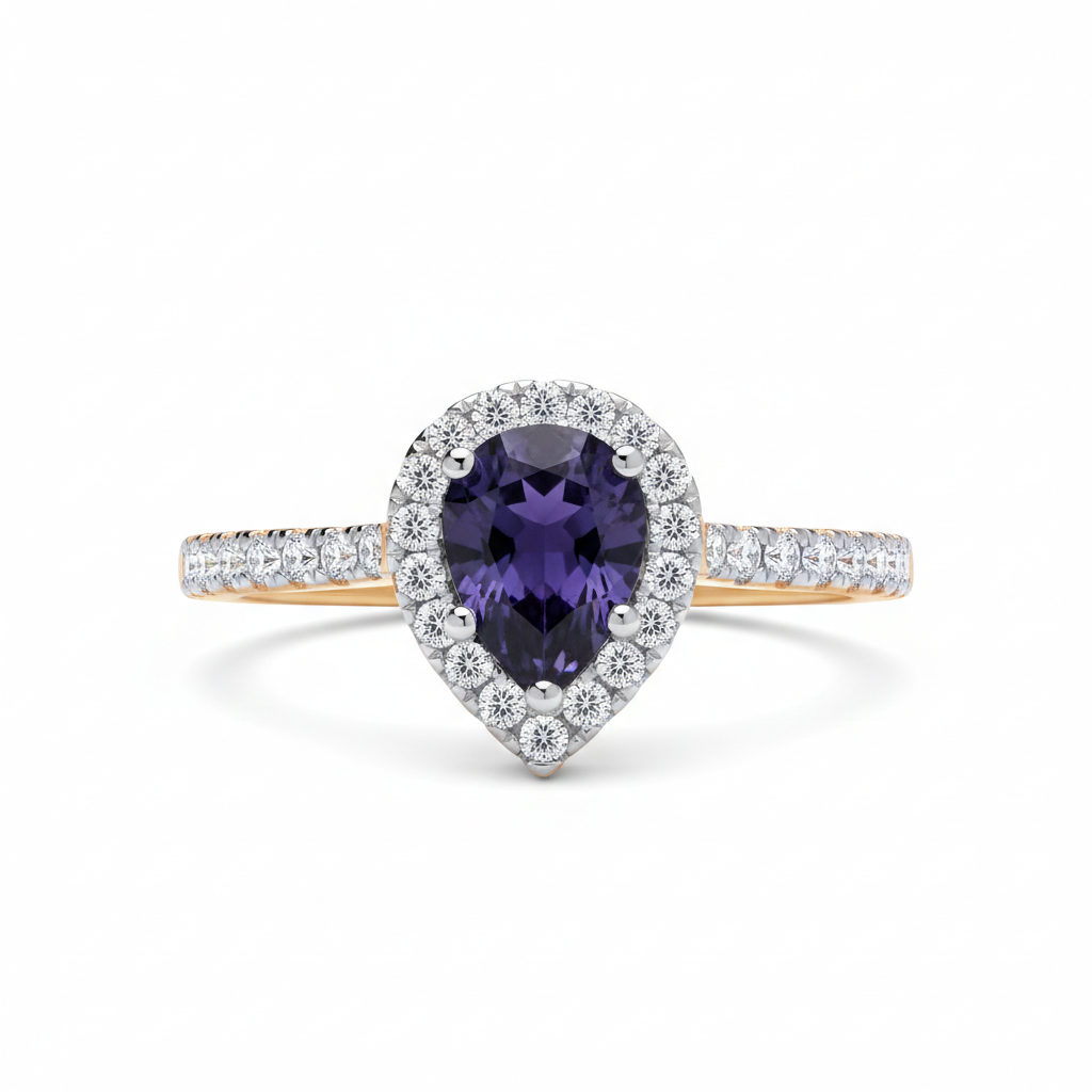 18ct Yellow Gold Sapphire Pear Ring Sterling Silver 925 Hallmark Size K-S
