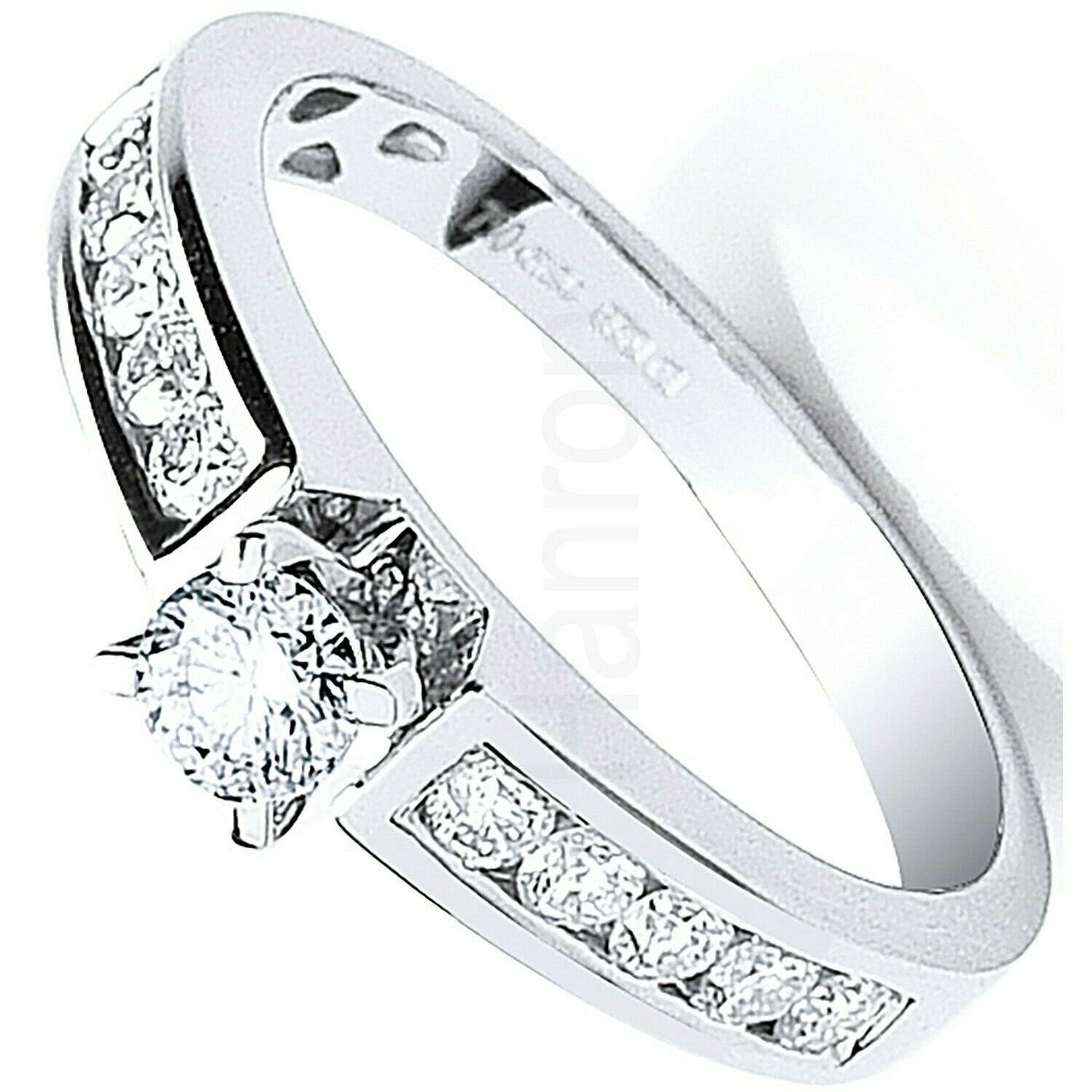 Real Diamond Solitaire Ring 18ct White Gold 0.50 Carat Weight