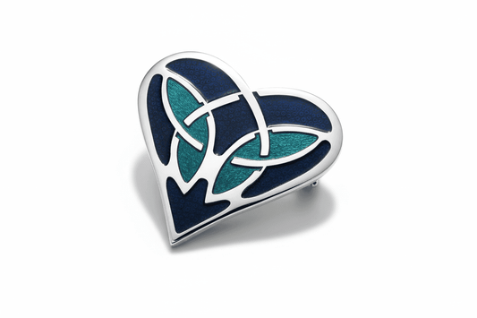 Blue Celtic Heart Brooch Silver Plated Brand New Gift Packaging