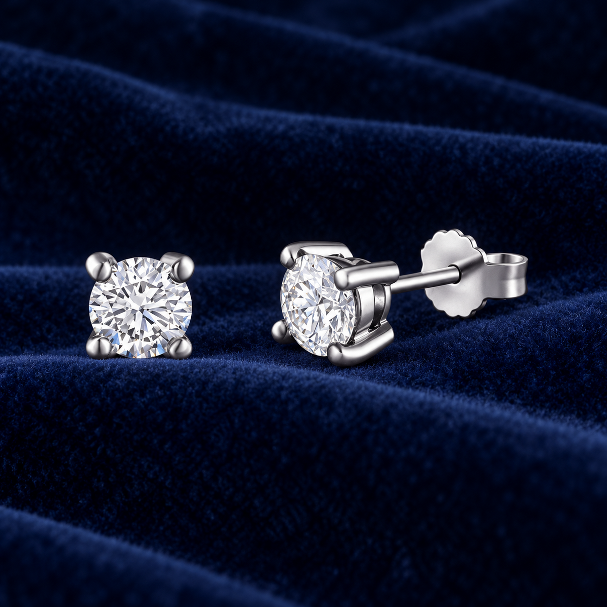 Diamond Solitaire Stud Earrings 18ct White Gold 0.70ctw Real Mined Diamonds