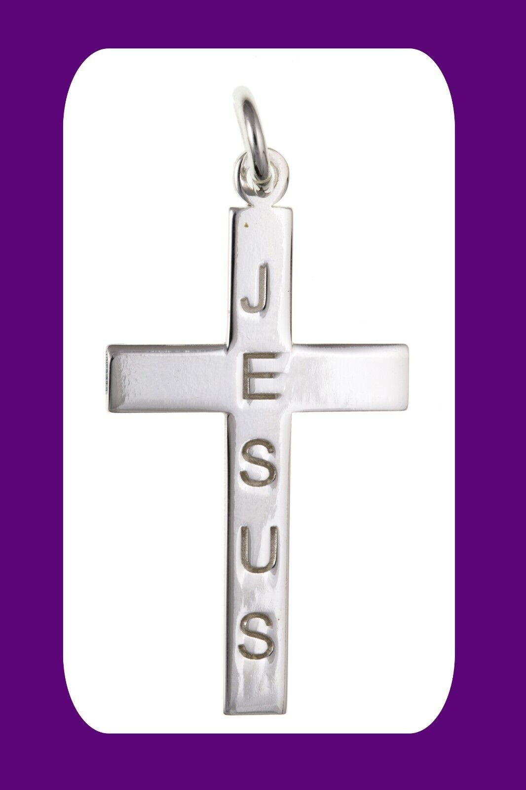 Sterling Silver JESUS Cross Pendant 925 Hallmark 26 x 15mm