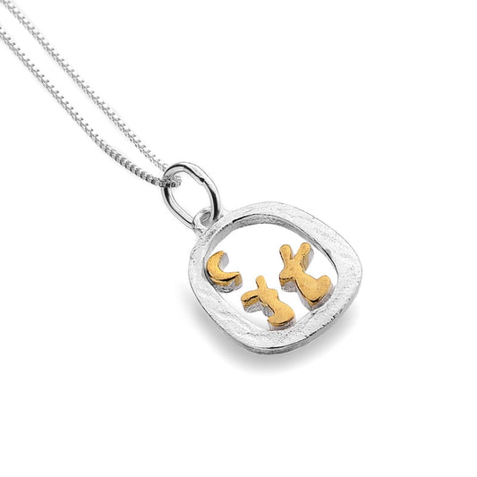Bunny Rabbit Pendant Sterling Silver Gold Detail 925 Hallmark All Chain Lengths