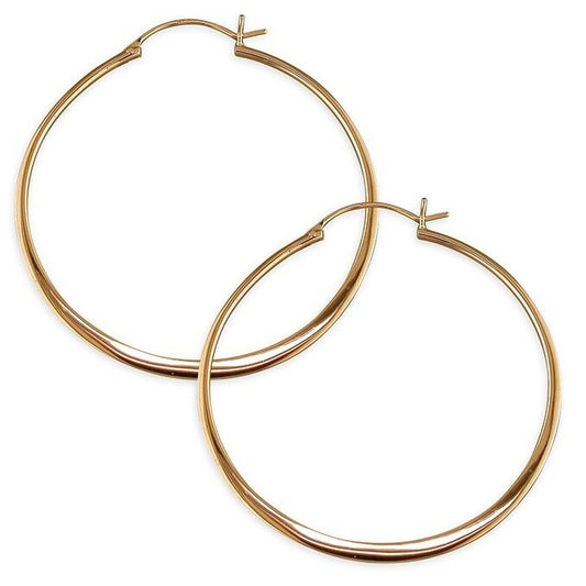 Large Creole Hoop Earrings 50mm Tube Rose Gold on 925 Sterling Silver