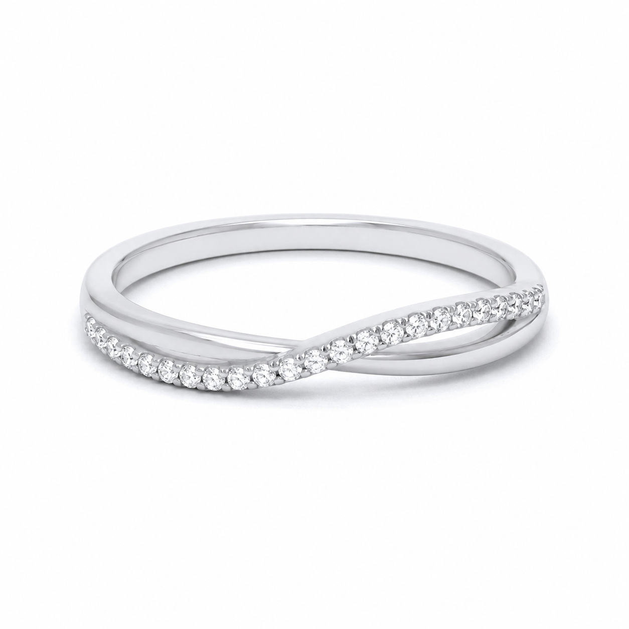 Sterling Silver Crossover Eternity Band Ring 925 Hallmark