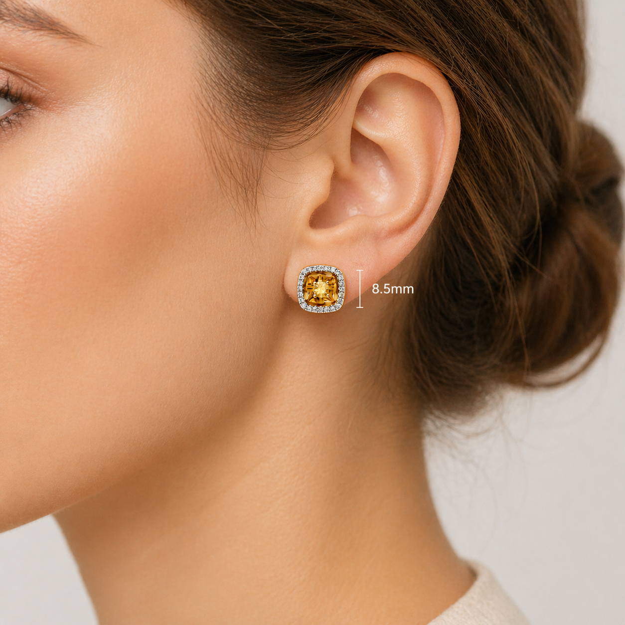 Natural Yellow Sapphire and Diamond Earrings Solid 18ct Yellow Gold Hallmarked