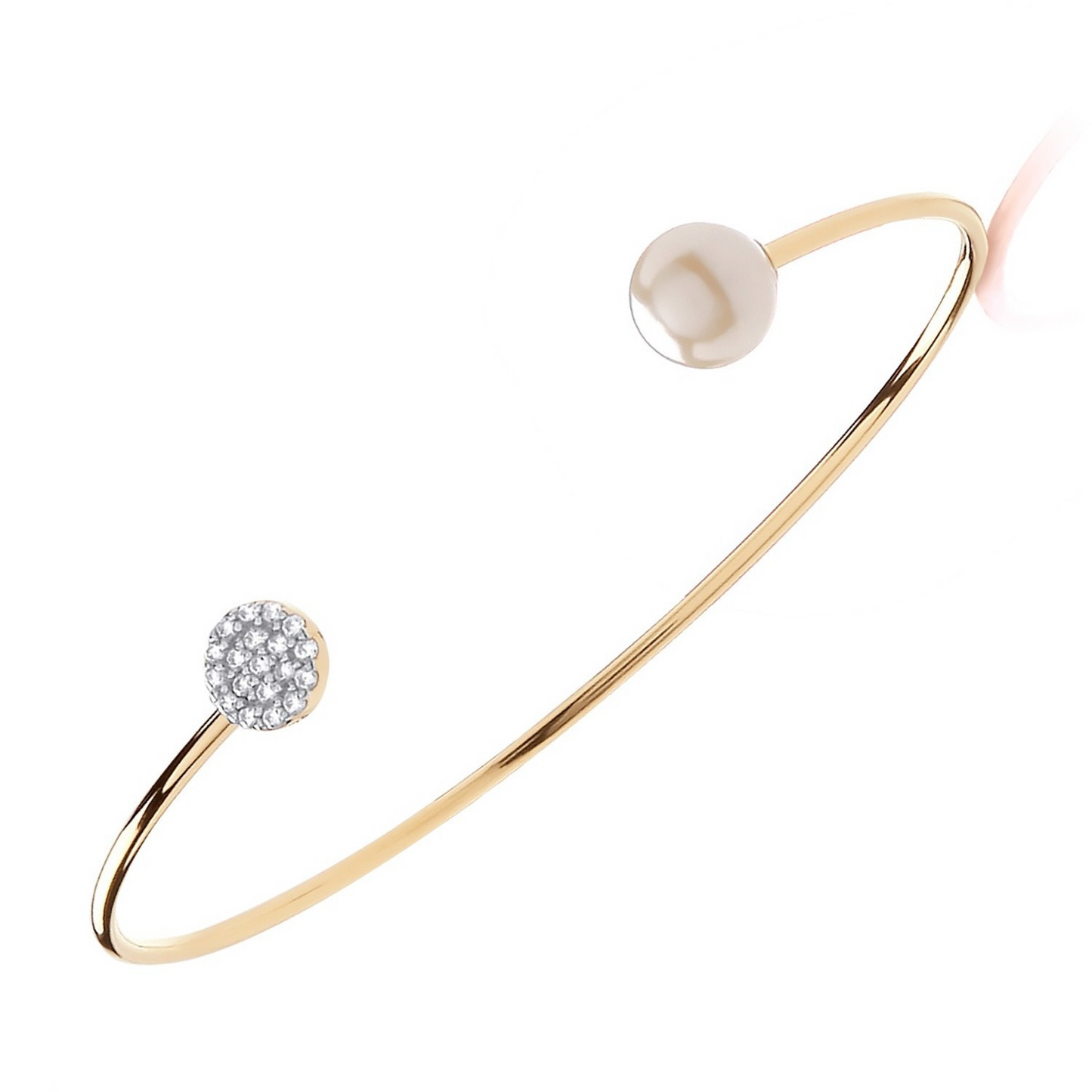 Ladies 18ct Gold Pearl Torque Bangle on Sterling Silver 925 Hallmark Cuff