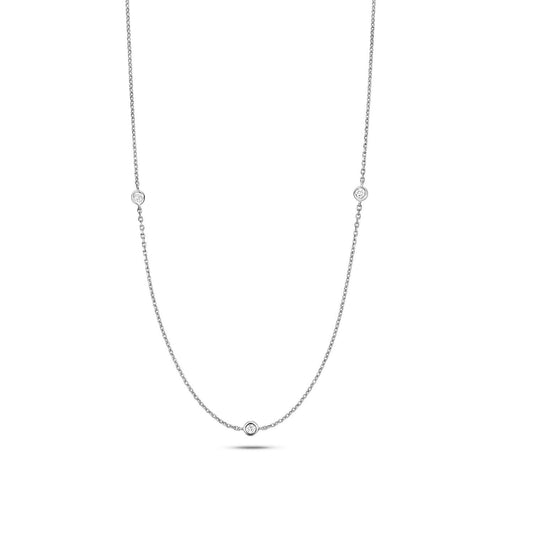 9ct White Gold Diamond Necklace 0.21ctw Real Diamonds 16 - 17" Hallmarked