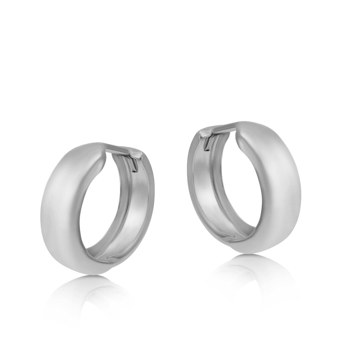 White Gold Plain Huggie Hoop Earrings 16mm Huggies Hallmarked