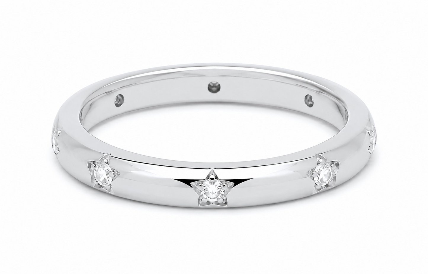 Sterling Silver 4mm Wedding Band Ring 925 Hallmark Zircon Gemstones Size J - U