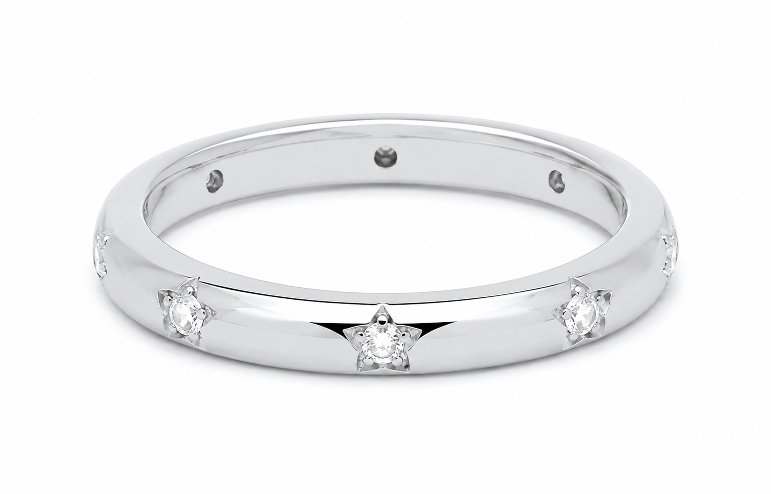 Sterling Silver 4mm Wedding Band Ring 925 Hallmark Zircon Gemstones Size J - U