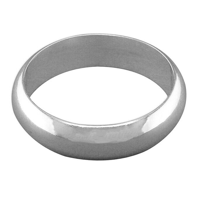 Sterling Silver Wedding Band Ring 6mm Heavy Weight D Shape Hallmarked