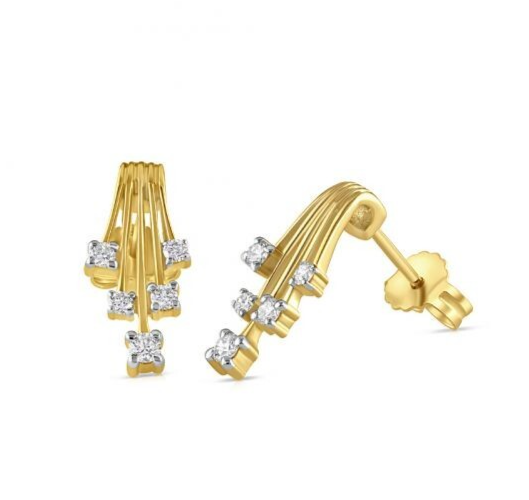 9ct Yellow Gold 0.25ct Diamond Studs Cascading Earrings Hallmarked - 7 x 15.7mm