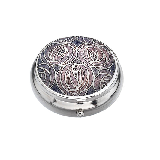 Pill Box Silver Plated Mackintosh Multi Rose Purple Brand New and Boxed