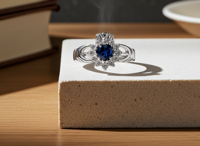Sapphire Claddagh Ring Solid Sterling Silver 925 Hallmark
