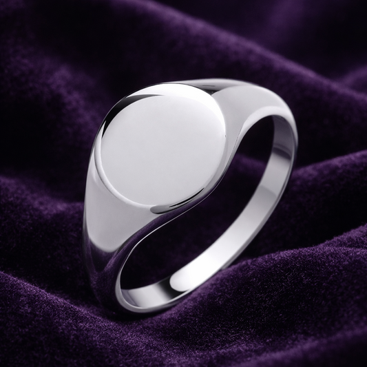 Plain Round Signet Ring Solid Sterling Silver 925 Hallmark Size J-V