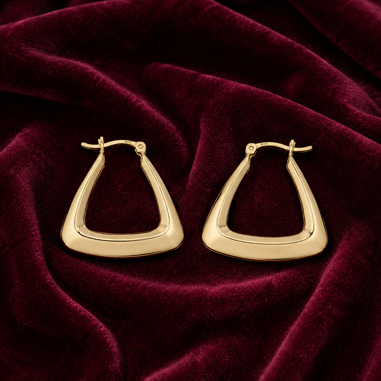 Handbag Creole Hoop Earrings 18ct Gold on 925 Sterling Silver 28mm