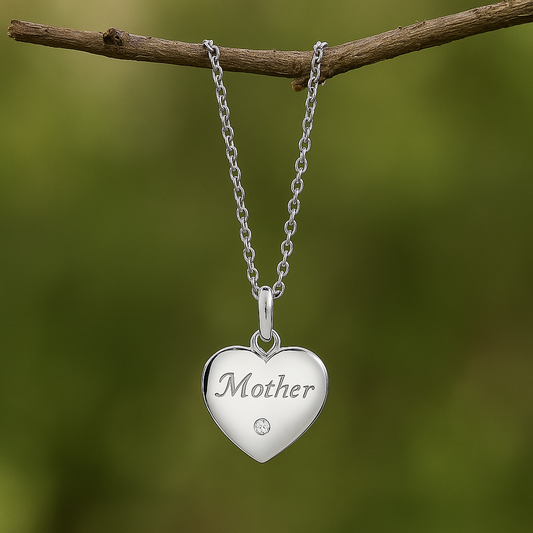 Natural Diamond Mother Necklace Solid Sterling Silver 16-18" Length