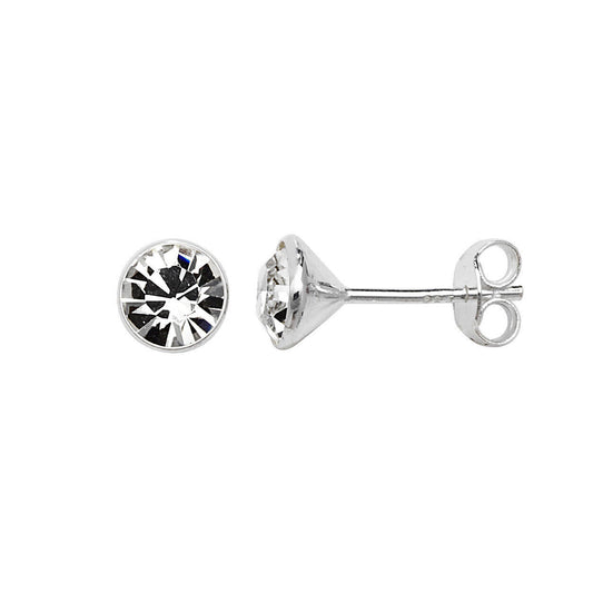Sterling Silver White Topaz Earrings Solitaire Studs 925 Hallmark British Made