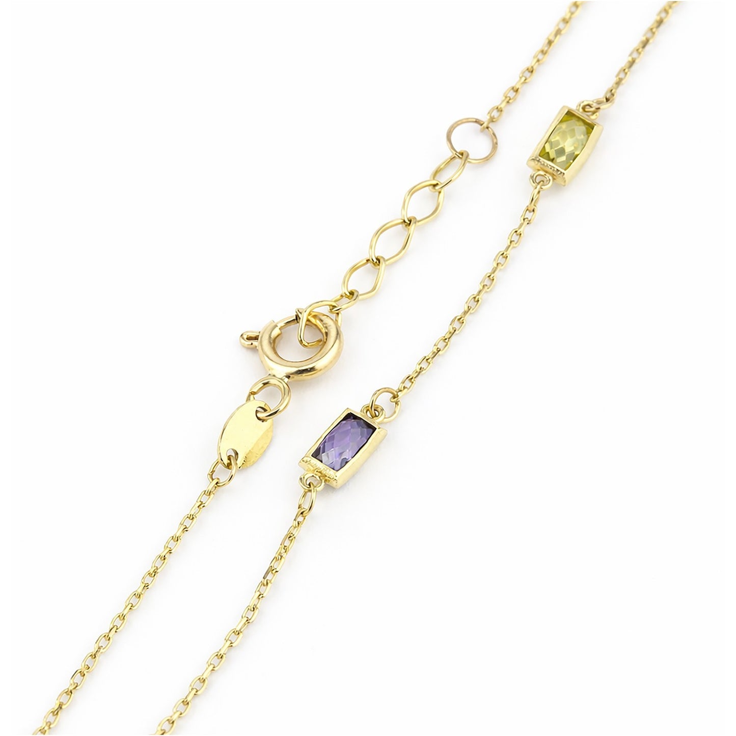 Multicolour Gemstone Station Bracelet Yellow Gold 375 Hallmark 17.5-19cm