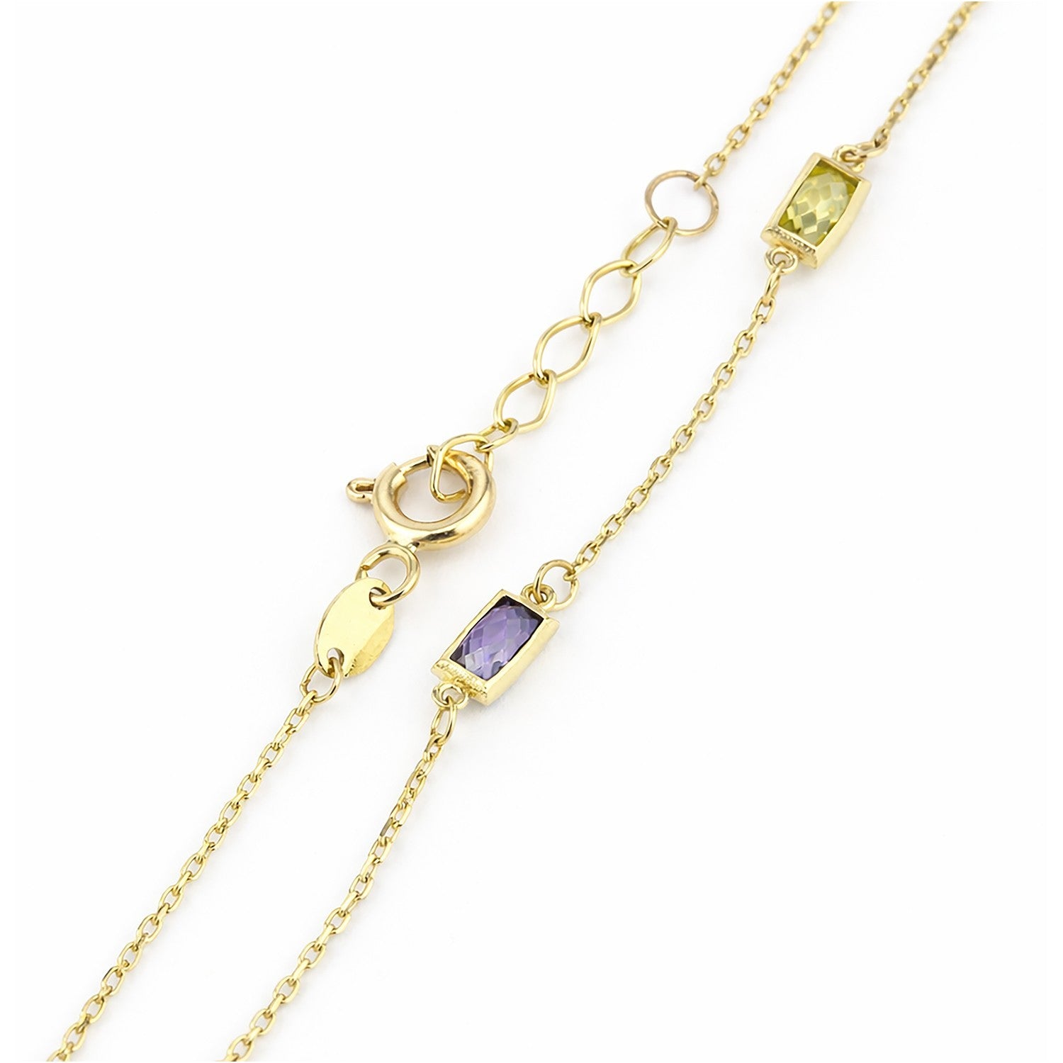 Multicolour Gemstone Station Bracelet Yellow Gold 375 Hallmark 17.5-19cm