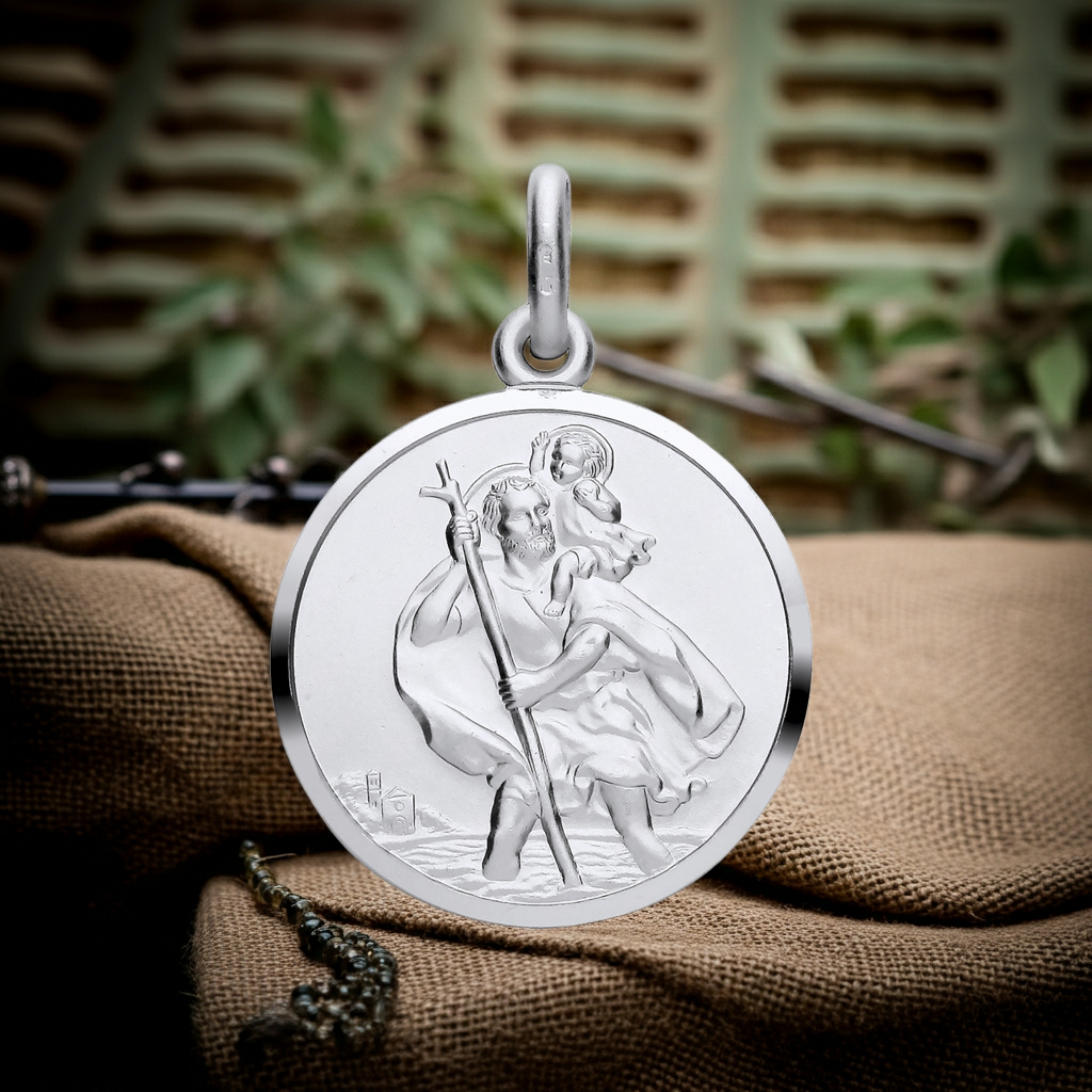 Sterling Silver St Christopher 925 Hallmark 24mm Diameter