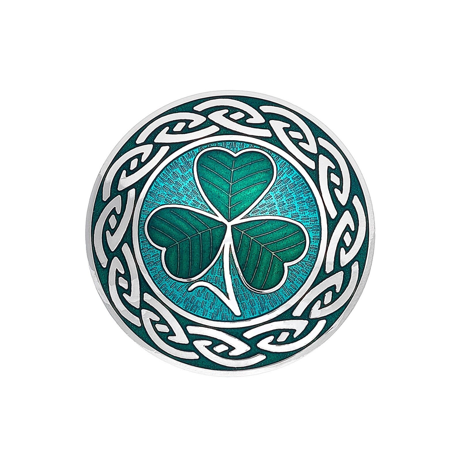 Large Shamrock Brooch Silver Plated Never Ending Knot Brand New Gift Packaging