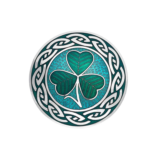 Large Shamrock Brooch Silver Plated Never Ending Knot Brand New Gift Packaging