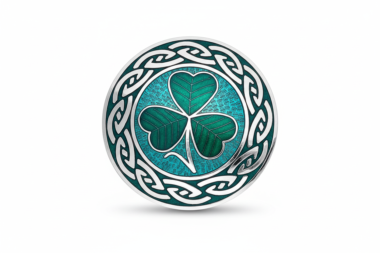 Large Shamrock Brooch Silver Plated Never Ending Knot Brand New Gift Packaging