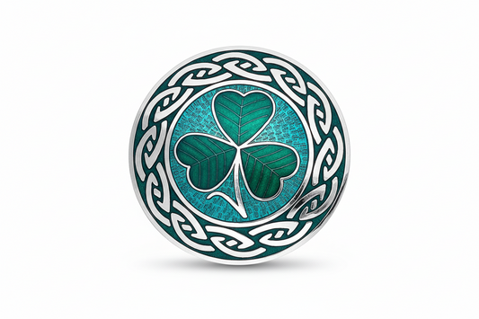 Large Shamrock Brooch Silver Plated Never Ending Knot Brand New Gift Packaging