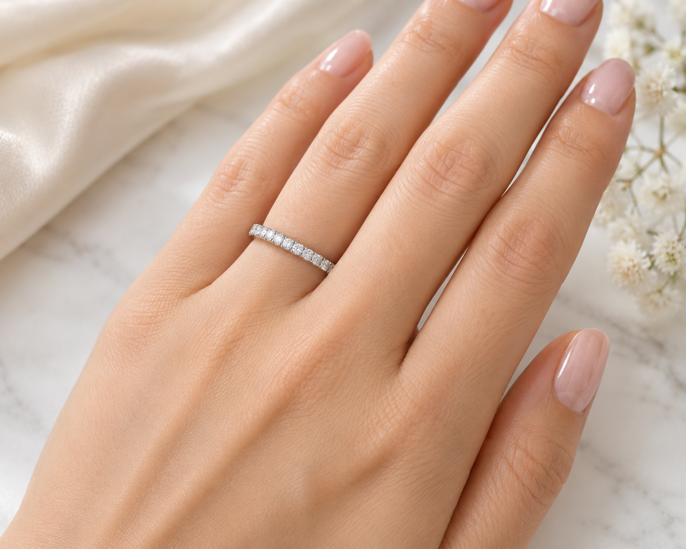Full Eternity Band in Sterling Silver - Timeless Elegance & Brilliant Sparkle
